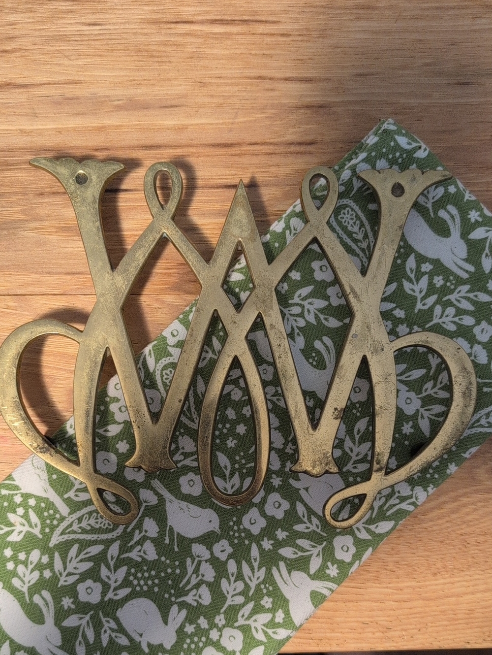 Williamsburg Brass Trivet  Decorative Brass Monogram Accent
